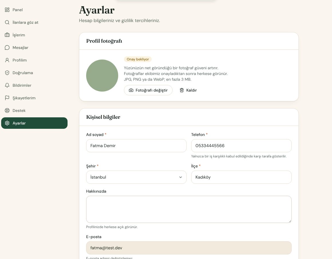 Ayarlar sayfası