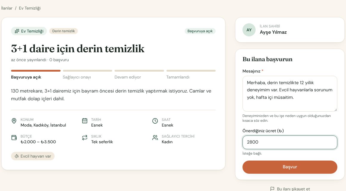 İlana başvuru formu